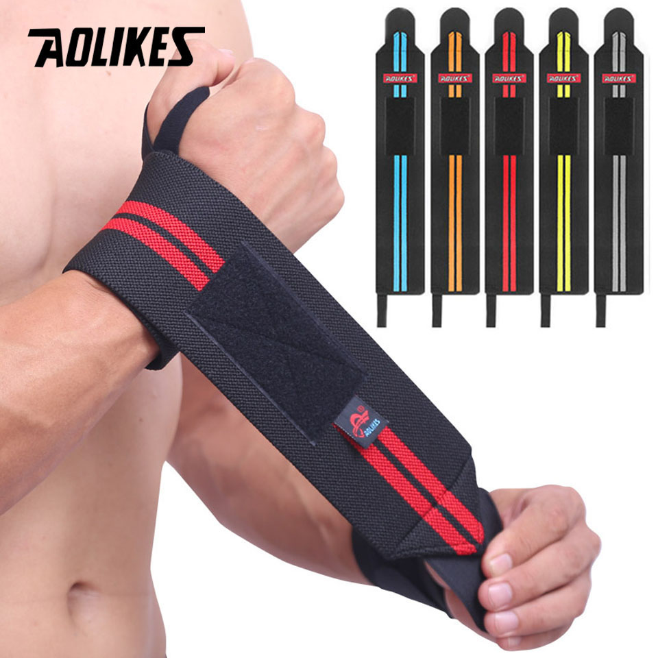 Wrist Wraps Weightlifting Support - AOLIKES 1 ペアリストバンドリストサポートブレースストラップ超強度重量挙げリストラップ包帯フィットネスジムトレーニング