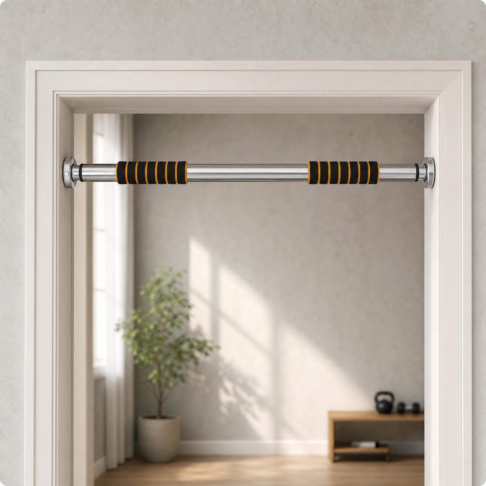 Door Pull Up Bar No Screw - ポータブルドアフレーム懸垂バー ホームジム スチール製懸垂バー 幅調整可能 ネジ不要 ボディウェイトトレーナー