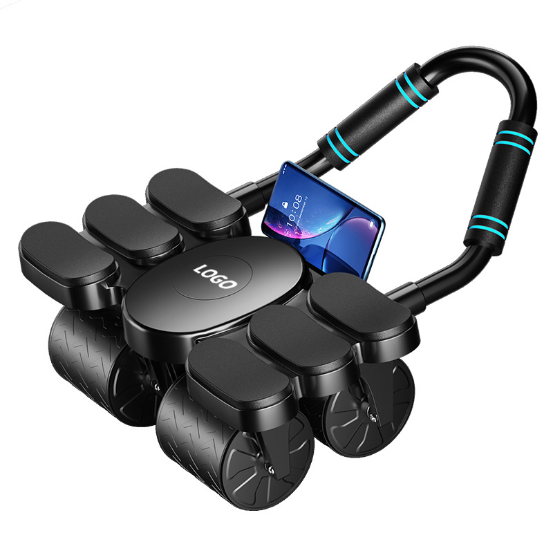 Ab Roller Wheel With Elbow Support - 男性用腹筋トレーニング器具 四輪六肘サポート 自動リバウンド腹筋ローラー 細い腹部用