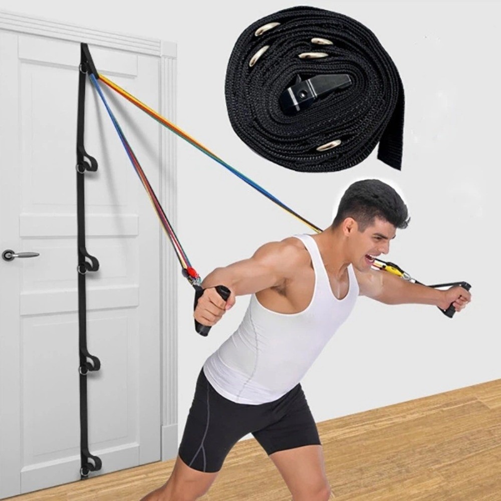 Resistance Bands Set With Handles - ホームフィットネス ドアアンカーストラップ 穴あけ不要 エクササイズ器具 バックルベルト 多機能ドアバンド