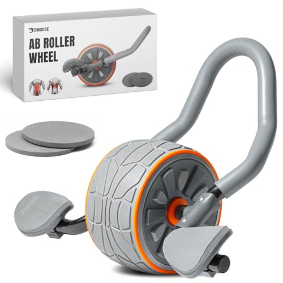 Ab Roller Wheel With Elbow Support - 肘サポート付きアブローラーホイール、膝パッド2個付き - 家庭/ジムでのコアトレーニング用ABSエクササイズトレーナー - ブラック/グレーの耐久性のあるABSプラスチック製