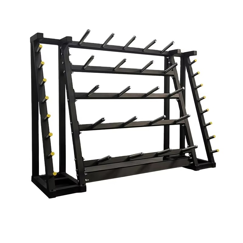Fitness Equipment - 折りたたみ式多機能スチールバーベルプレート収納ラックジムフィットネス機器安定耐久構造