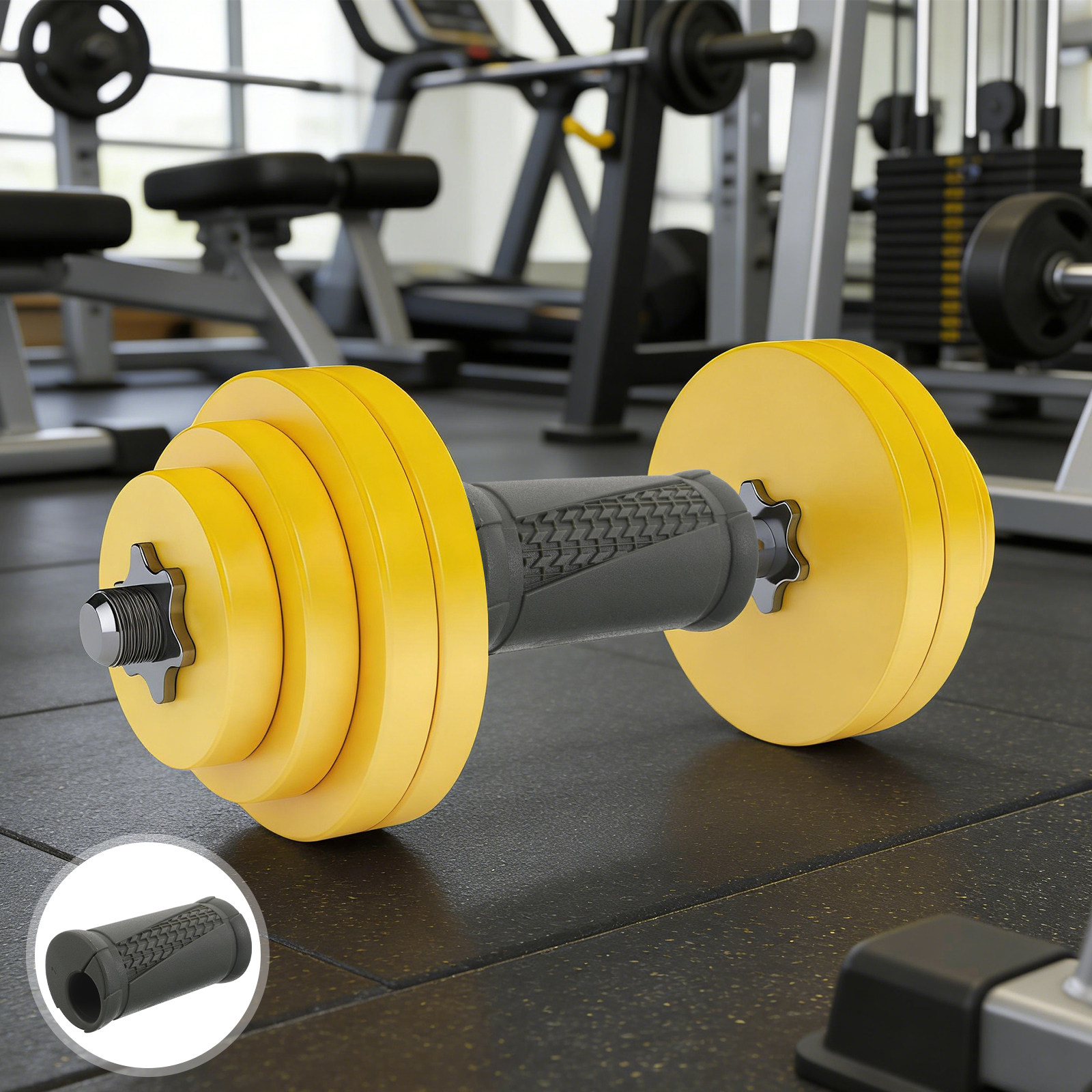 Fitness Equipment - 2 個のダンベルハンドルグリップノンスリップバーベルハンドルプロテクターフィットネス筋力トレーニング用再利用可能なジム機器カバーグレー