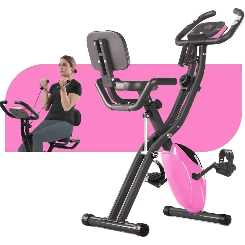 Exercise Bike Magnetic Resistance - 4-in-1リカンベント＆アップライトエクササイズバイク、16段階磁気抵抗レベル搭載、ホームワークアウト用