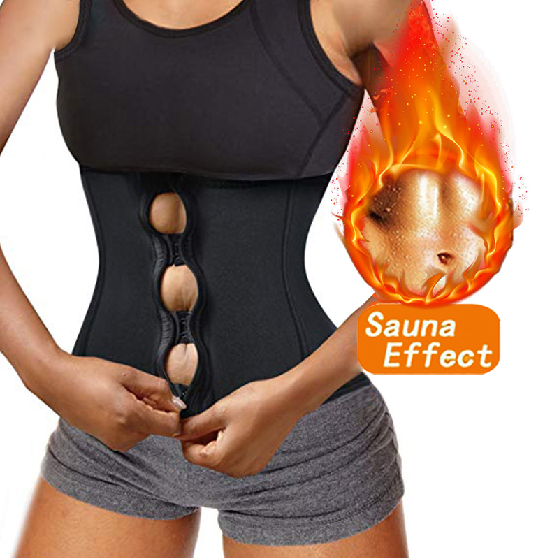 Sweat Waist Trainer Belt Neoprene - 女性用ウエストトレーナー ボディシェイパー フックジッパー バストシェイパー ウエストシンチャー ジムサウナ