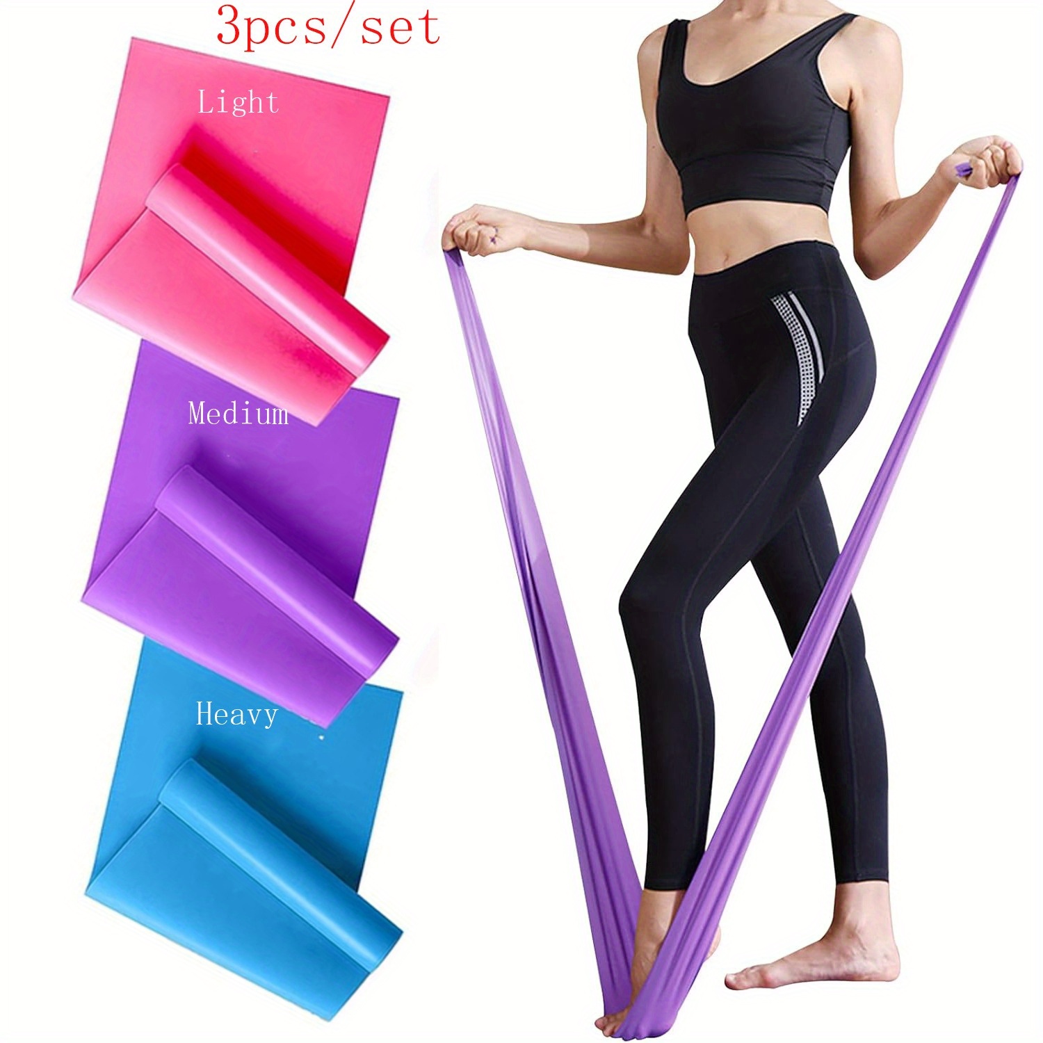 Pilates Bar Kit With Resistance Bands - 男性と女性のためのレジスタンスバンド 1/3 個 - 伸縮性のあるループ付きの弾性エクササイズストラップ、ヨガ、ピラティス、筋力トレーニングに最適