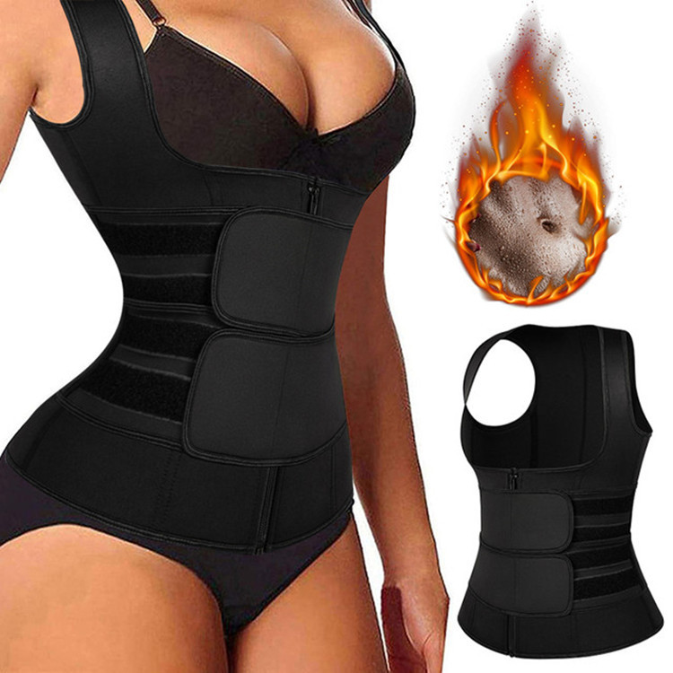 Sweat Waist Trainer Belt Neoprene - 女性用ネオプレンサウナトップ、減量用ジッパーウエストトレーナー、ボディシェイパー、発汗ベルト、ワークアウトスリミングコルセットベルト