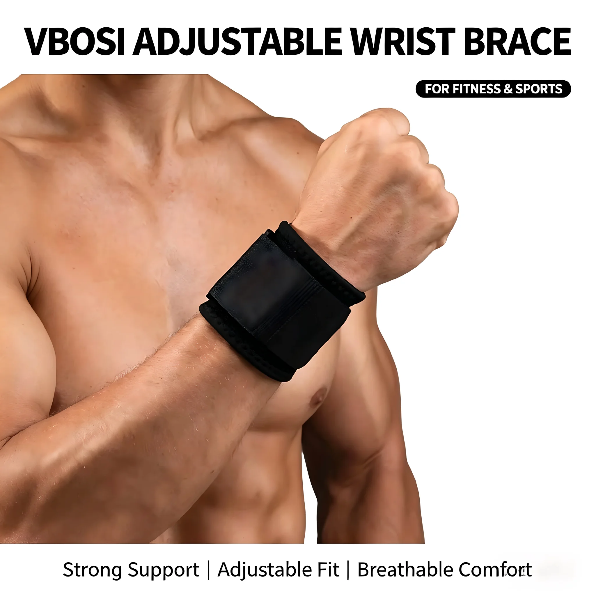 Wrist Wraps Weightlifting Support - プロ仕様の通気性のあるリストラップ、調整可能な親指ループ付きリストサポートストラップ、ワークアウト、ボディビルディング、フィットネス用