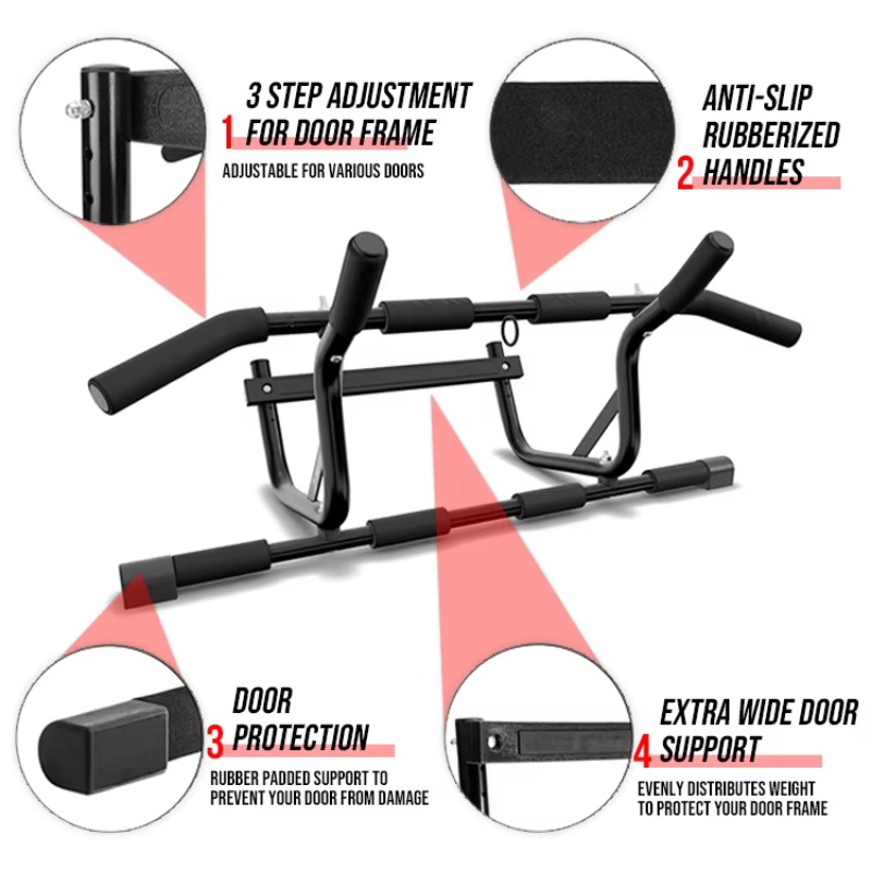 Door Pull Up Bar No Screw - 工場直販のプロ仕様ネジと滑り止め付きドアプルアップバー（パッド入りハンドル付き）2026