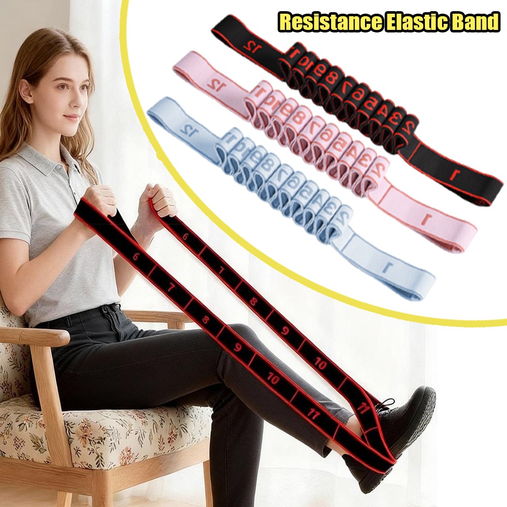Pilates Bar Kit With Resistance Bands - ヨガピラティスレジスタンスバンド番号付き生地滑り止め弾性ワークアウトバンドループ付き理学療法用男性女性用