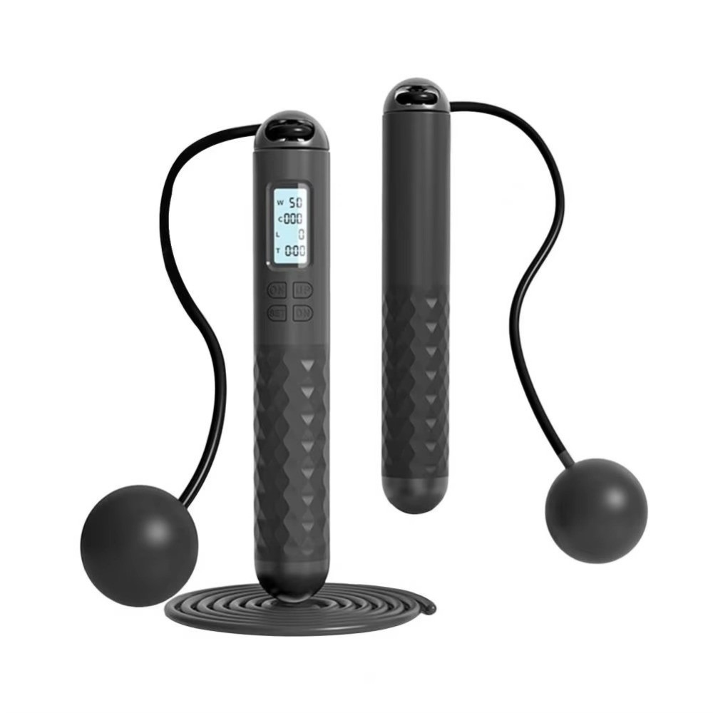 Smart Jump Rope Digital Counter - コードレスロープレス縄跳び、カウンターウェイト付き、減量用カウント機能付き縄跳び、スマート滑り止めデジタル縄跳び、屋内屋外兼用