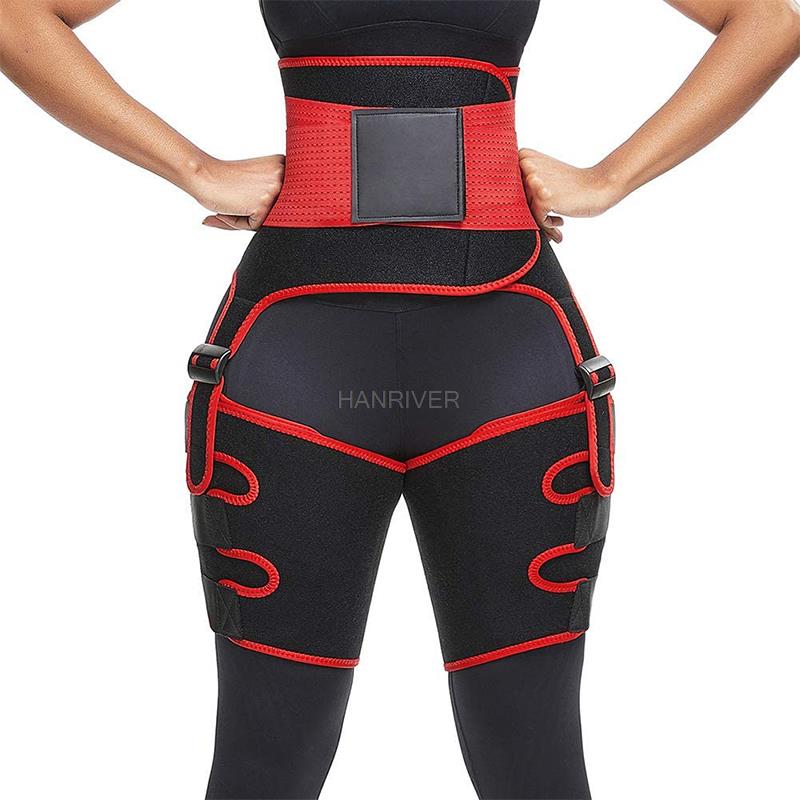 Sweat Waist Trainer Belt Neoprene - ウエストと太もものトリマー,ダブルコンプレッションベルト,レッグサポート,サウナ効果,ネオプレンウエストトレーナー,バットリフター,トレーニング,3 in 1