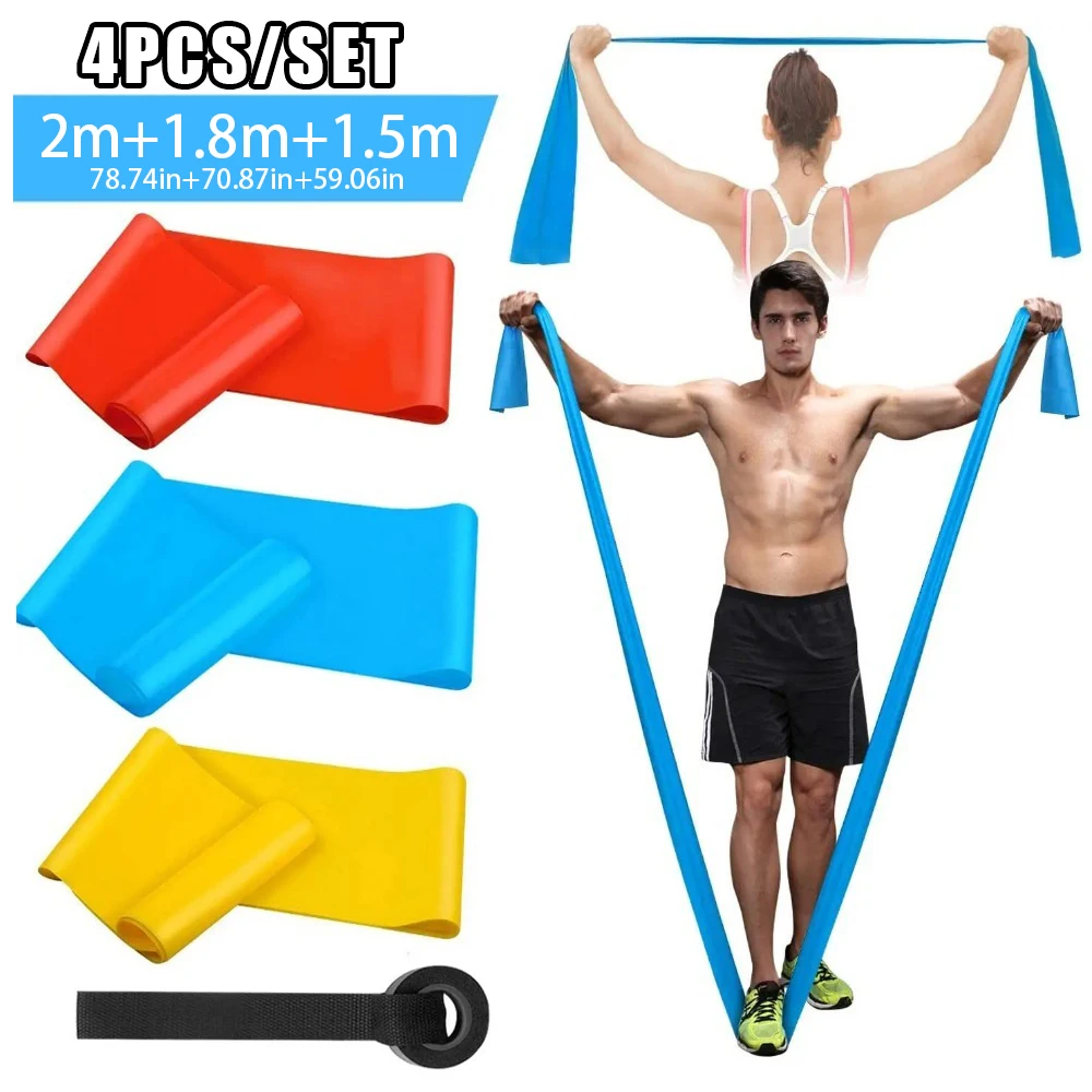 Pilates Bar Kit With Resistance Bands - 4 ピース/セット弾性フィットネスバンド抵抗バンドテープヨガピラティスクロスフィットストレッチ筋肉ワークアウト機器