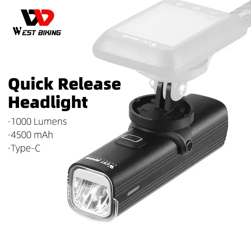 WEST BIKING 自転車クイックリリースヘッドライト  - Rechargeable Bicycle Headlight 1000 Lumen のレビューと価格