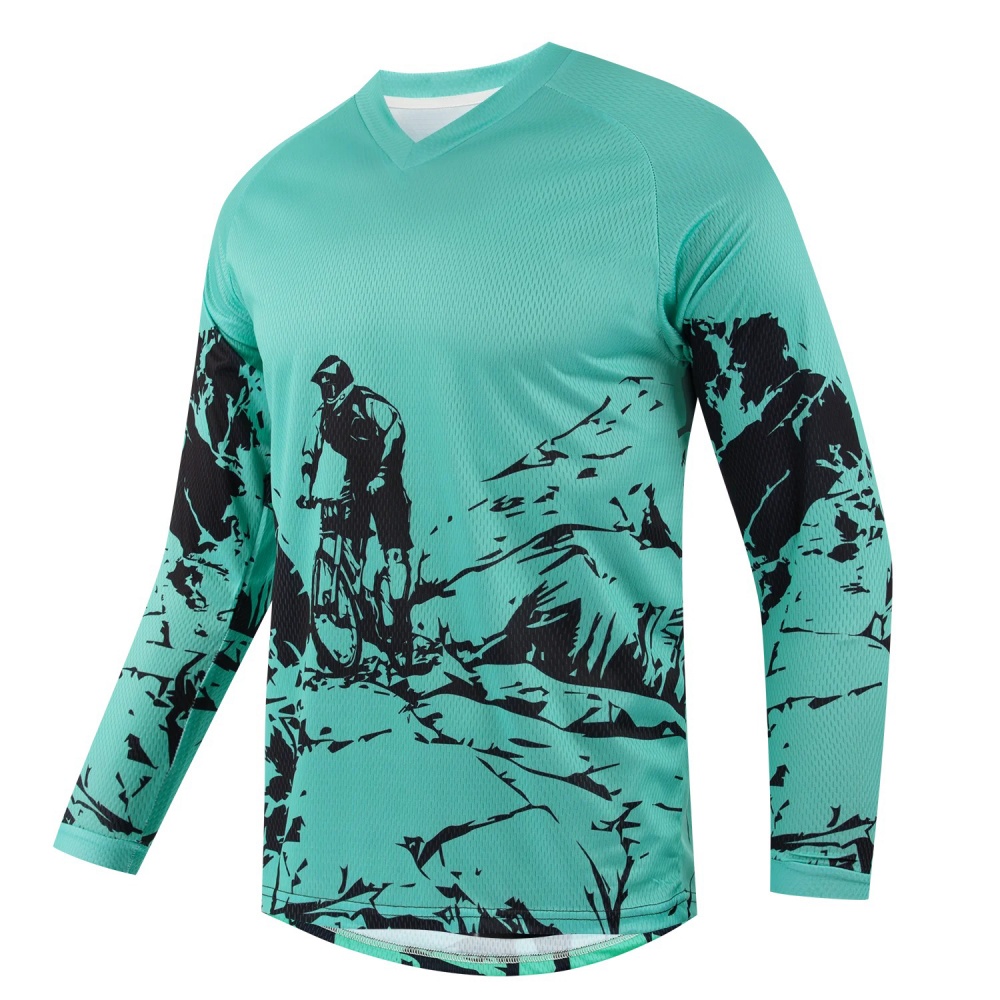 メンズアウトドアマウンテンバイクプリント長袖スポーツTシャツ - Cycling のレビューと価格