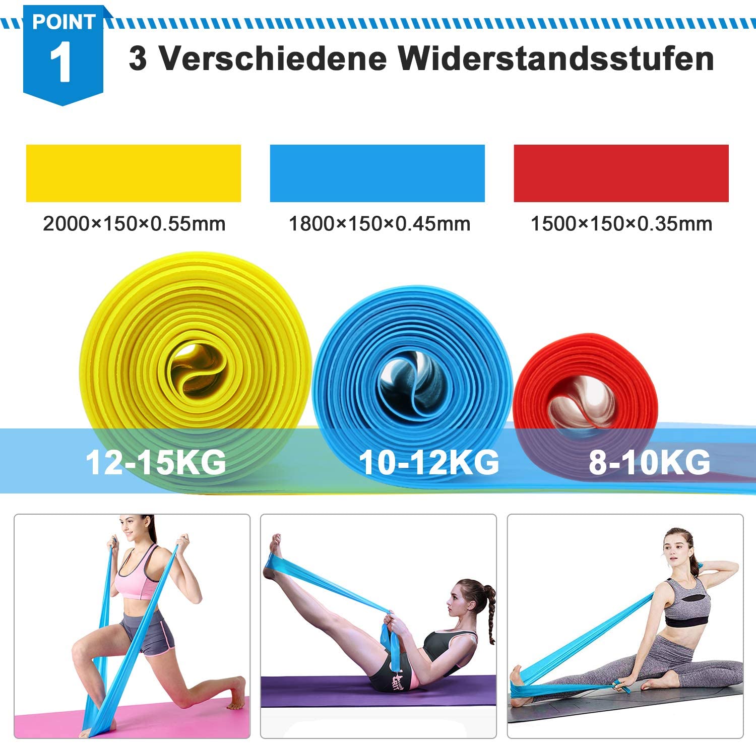 弾性フィットネスバンド 3 個レジスタンスバンド弾性フィット - Pilates Bar Kit With Resistance Bands のレビューと価格