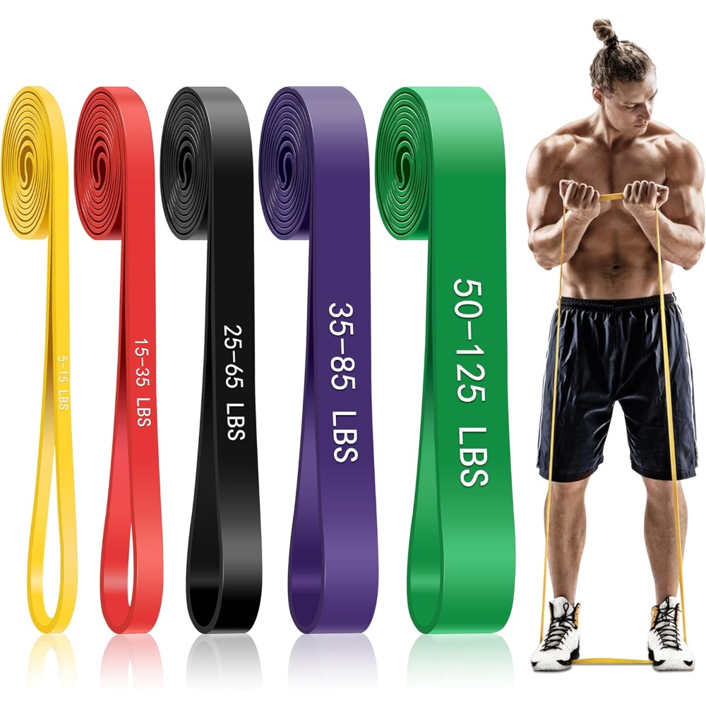 プルアップアシスタンスバンド、5段階の抵抗バンド（トレーニン - Resistance Bands Set With Handles のレビューと価格