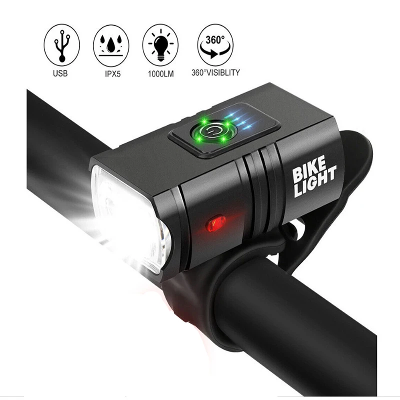 自転車ライト 1000 ルーメン 2500mAh ロードバイ - Rechargeable Bicycle Headlight 1000 Lumen のレビューと価格