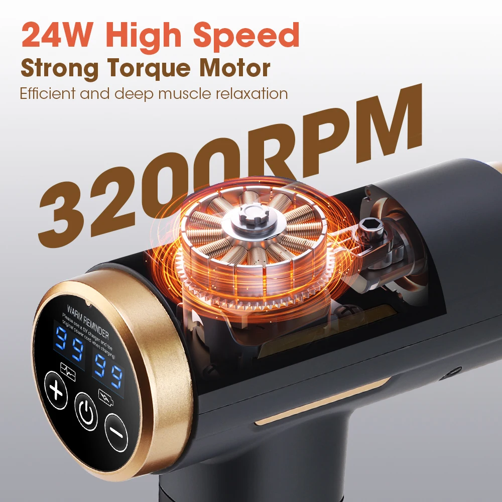 電動筋膜ガン 24W 99段階調整可能 11種類の交換ヘッド - Electric Massage Gun Deep Tissue のレビューと価格
