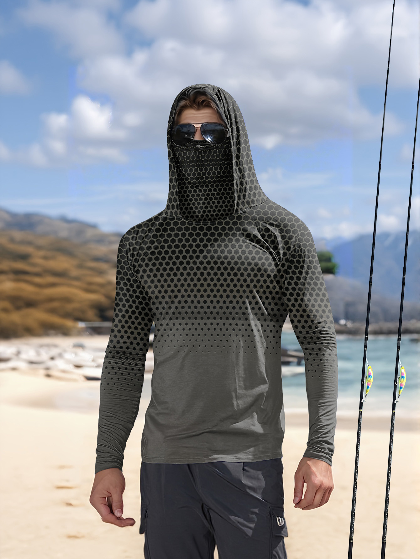 メンズフード付きフィッシングシャツ 長袖 フィッシングウェア - Fishing のレビューと価格