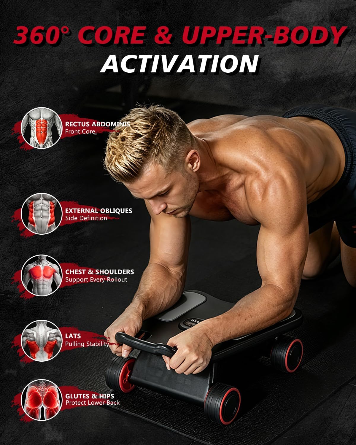 アブローラーホイール、アブローラー、アップグレード版自動リバ - Ab Roller Wheel With Elbow Support のレビューと価格