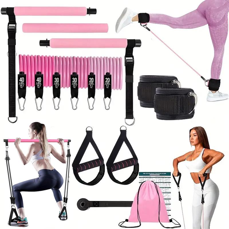 多機能ピラティスバーキット、弾性抵抗バンド付き、調整可能なス - Pilates Bar Kit With Resistance Bands のレビューと価格