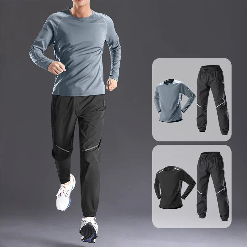 メンズ夏用アイスシルク速乾2ピースセット 長袖Tシャツ ジョ - Cycling のレビューと価格