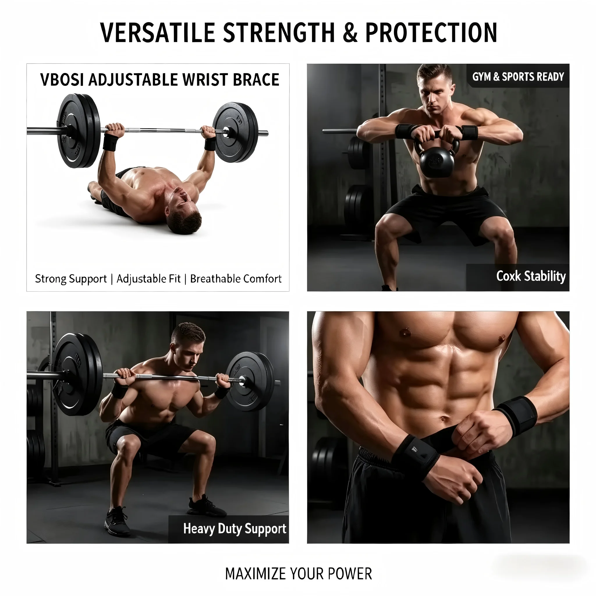 プロ仕様の通気性のあるリストラップ、調整可能な親指ループ付き - Wrist Wraps Weightlifting Support のレビューと価格