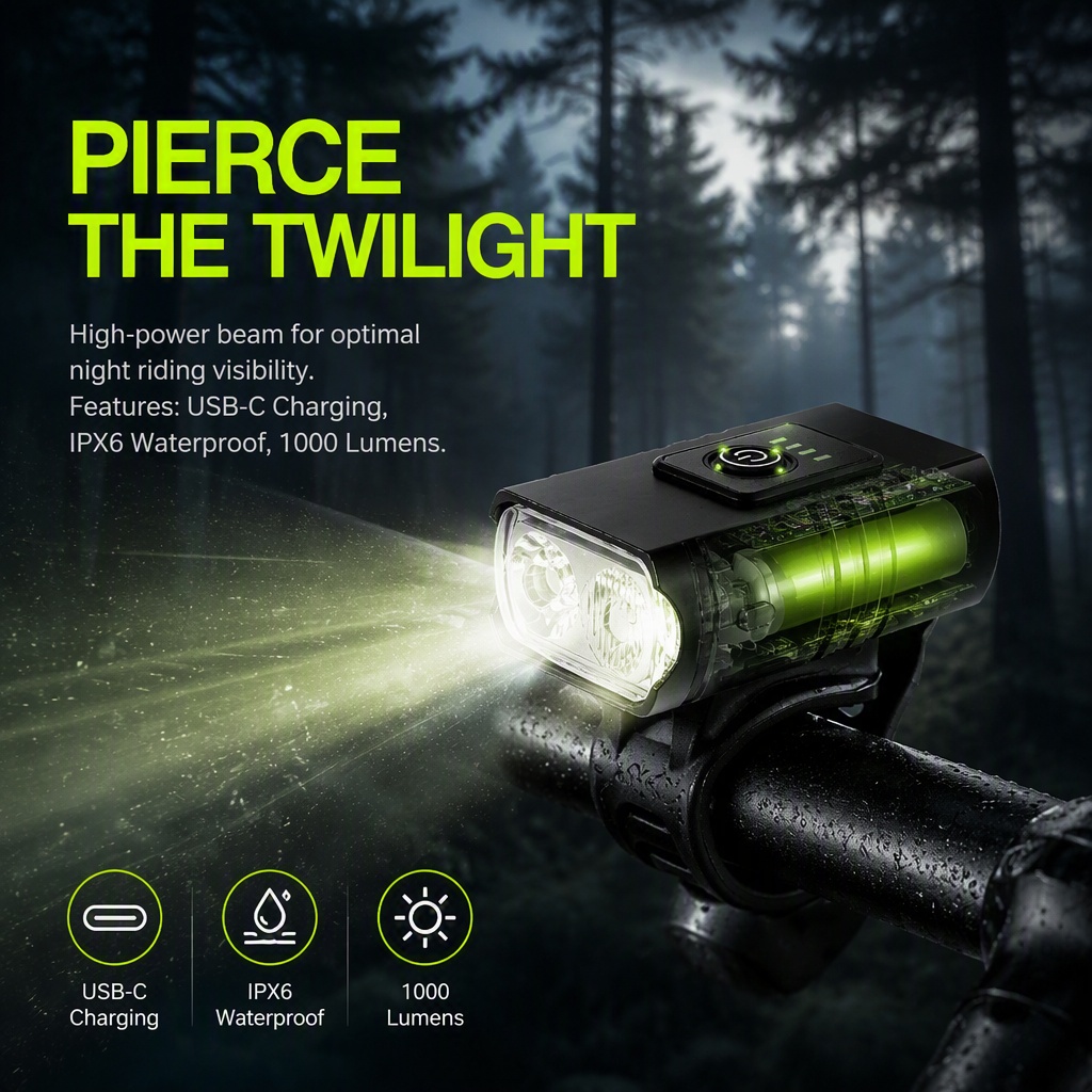 自転車ライト USB充電式 LED自転車ヘッドライト 100 - Rechargeable Bicycle Headlight 1000 Lumen のレビューと価格
