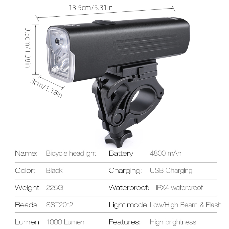 GIYO 1000 ルーメン自転車ライト USB 充電式 4 - Rechargeable Bicycle Headlight 1000 Lumen のレビューと価格